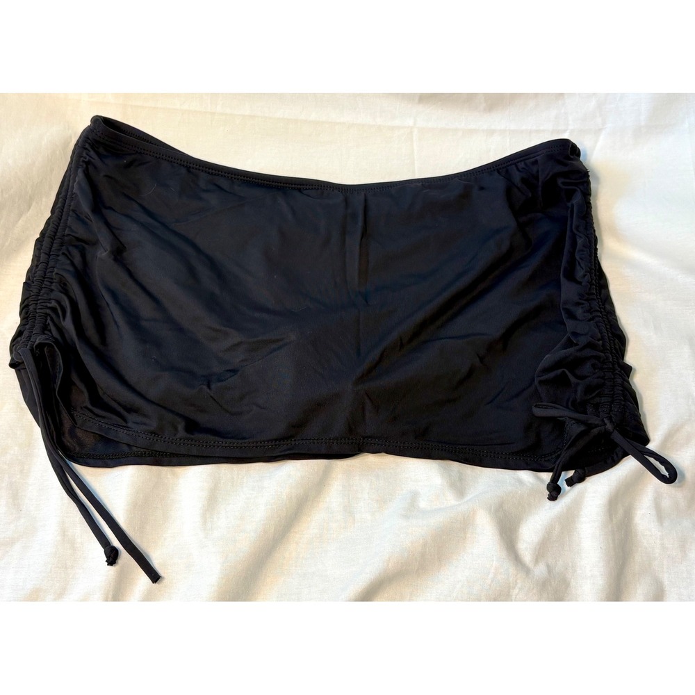 Apt. 9 Womens XL Black Swim Skirt Cinch Side Adjustable Bikini Bottom Skort
